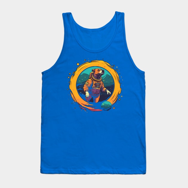 Space Explorer Amstaff: Journey to the Stars Tank Top by Cute Dogs AI